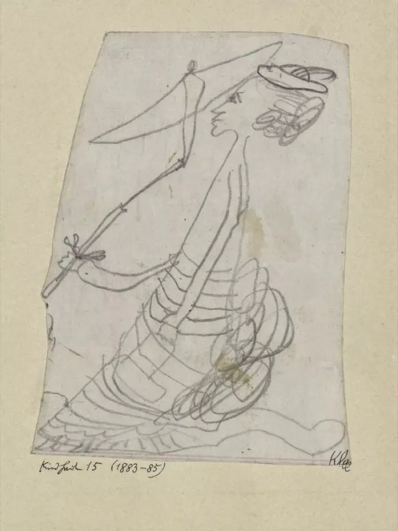 Children’s drawing of a lady with a parasol, made in 1883-1885 by the 4-6 year old Paul Klee.