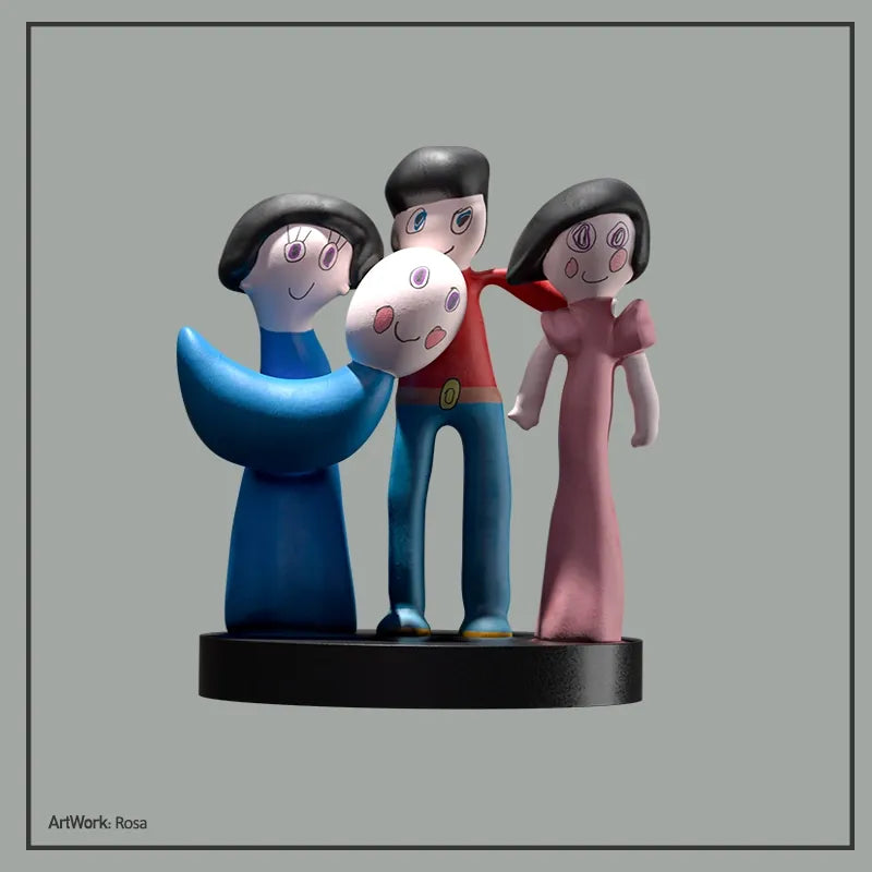 Ostaneskids custom figurine based on a childhood family drawing, recreated as a 3D keepsake