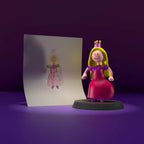 Ostaneskids custom princess figurine made from a child’s drawing and displayed beside the original artwork